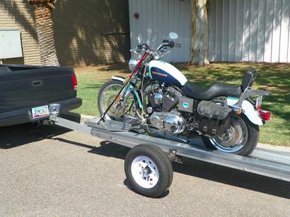 Loaded Motorcycle on Trailer